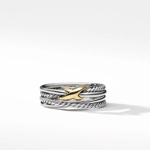 David Yurman X Crossover Band Ring in Sterling Silver with 18K Yellow Gold
